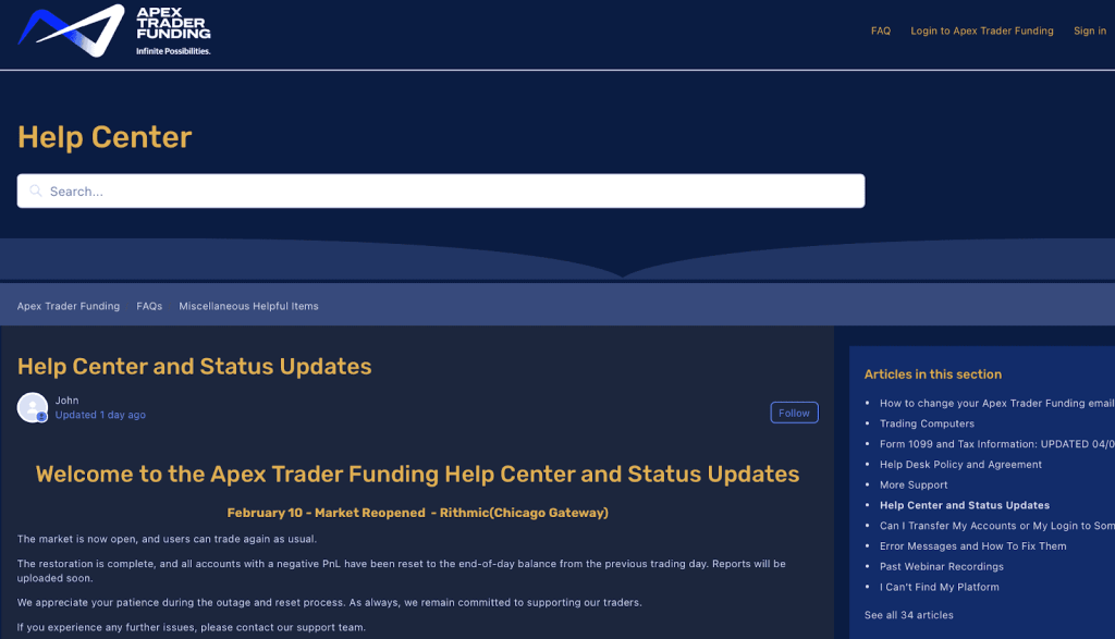 Apex Trader Funding Help Center