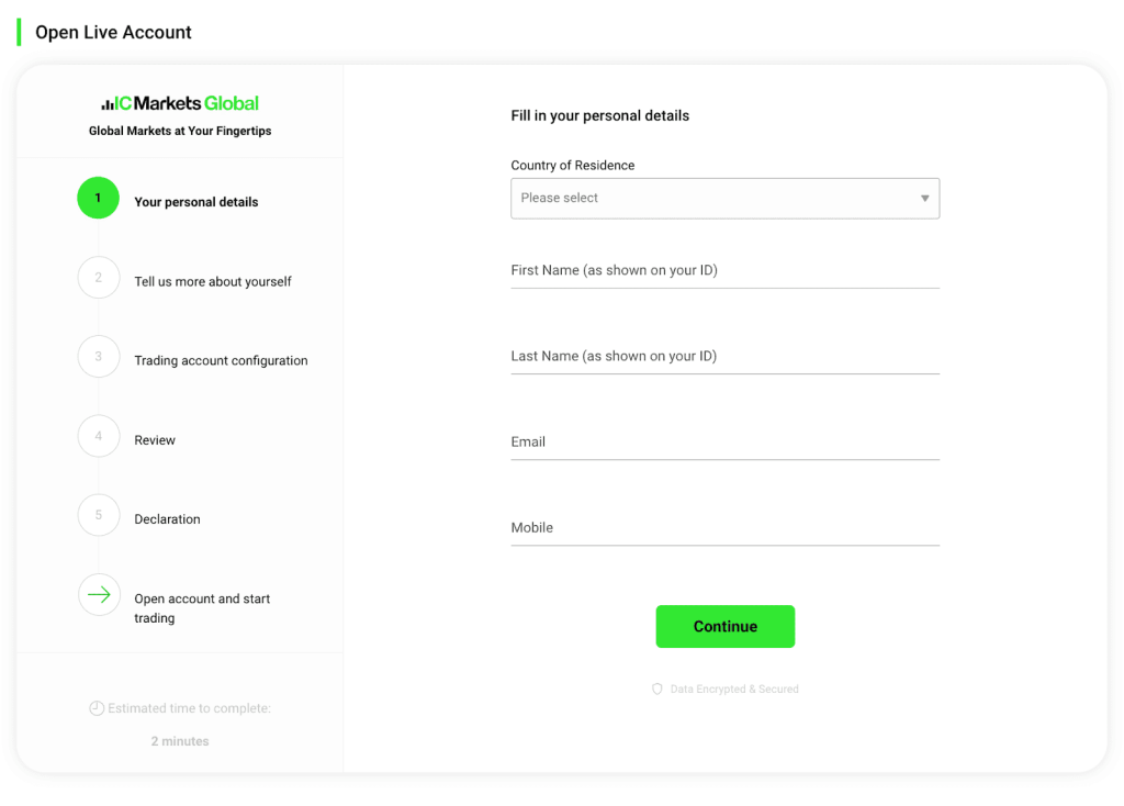IC Markets Account Opening Process