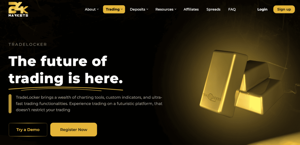 24K Markets offering TradeLocker on their website 