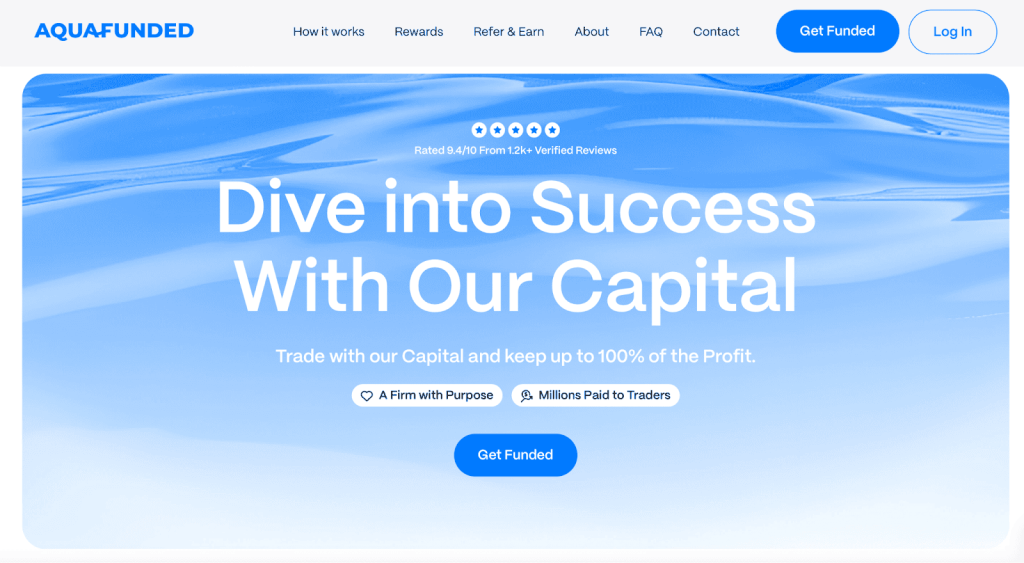 Screenshot of AquaFunded Website Homepage