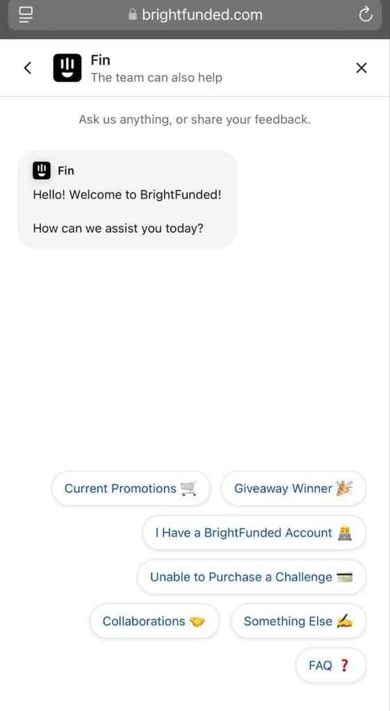 BrightFunded ChatBot Support
