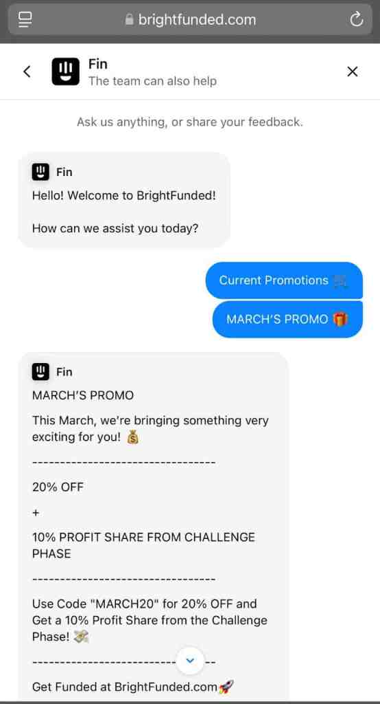 BrightFunded ChatBot Support