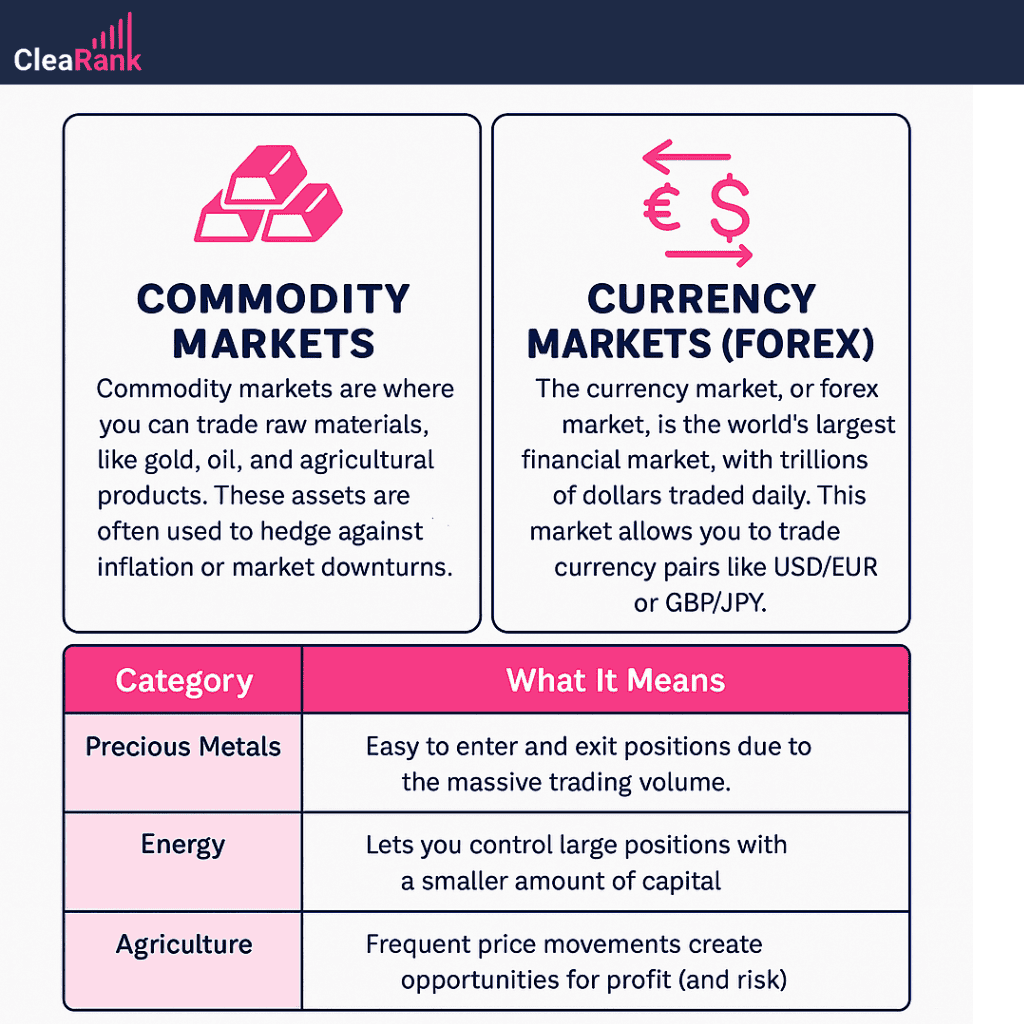 Commodity and Currency Markets Infographic