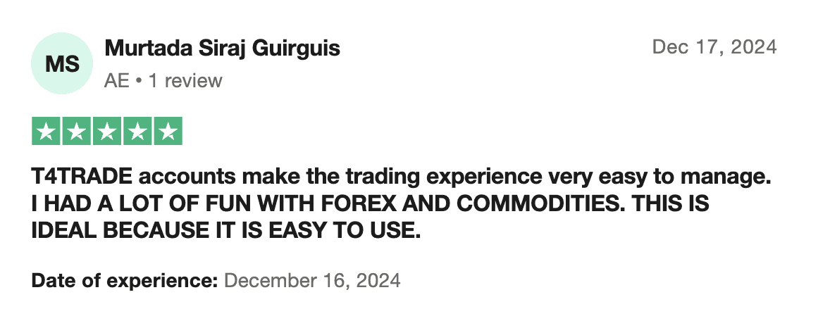Second Example of T4Trade Fabricated Review Online