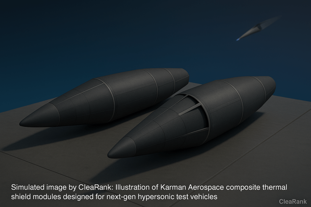 Simulated image by CleaRank: Illustration of Karman Aerospace composite thermal shield modules designed for next-gen hypersonic test vehicles