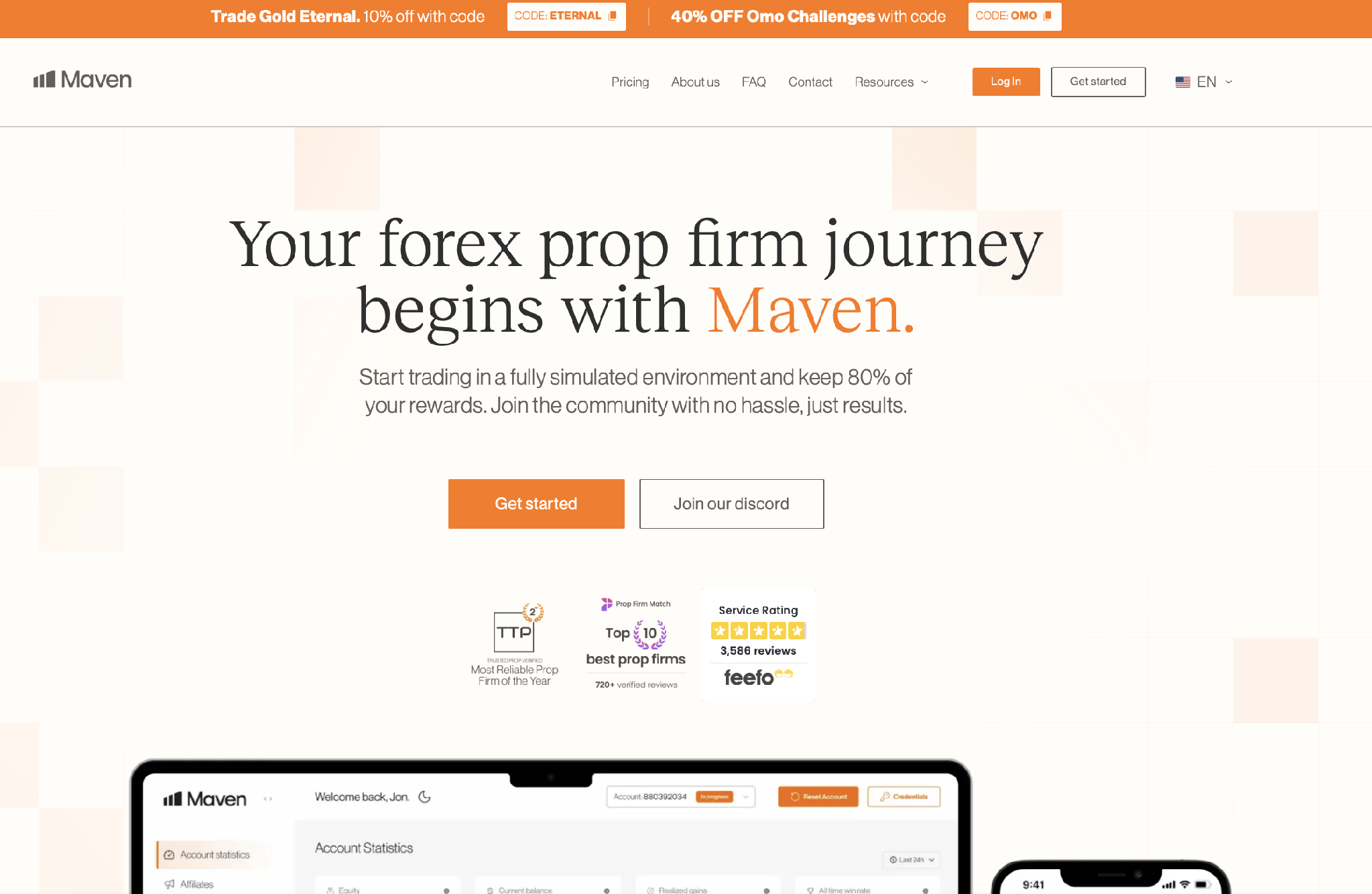 Maven Trading homepage (maventrading.com).