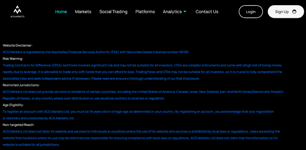 ACG Markets Regulatory Details
